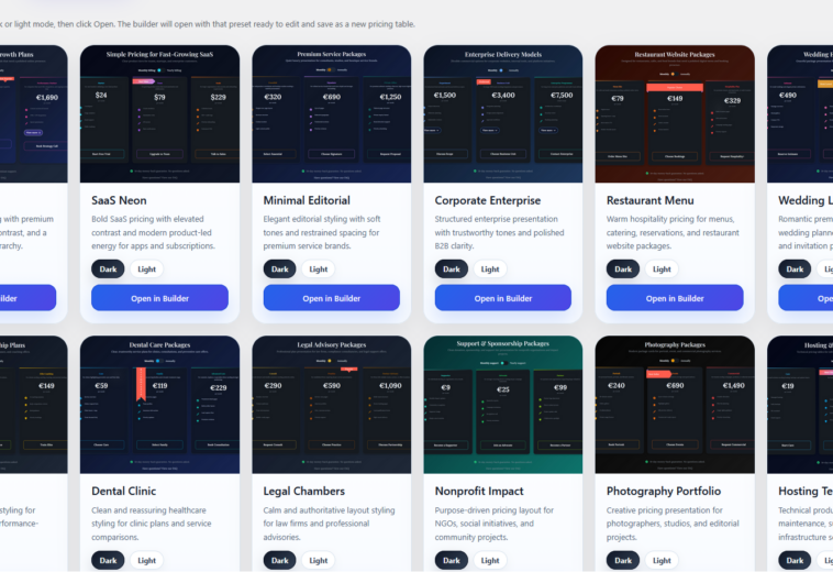 Modern Pricing Tables for WordPress