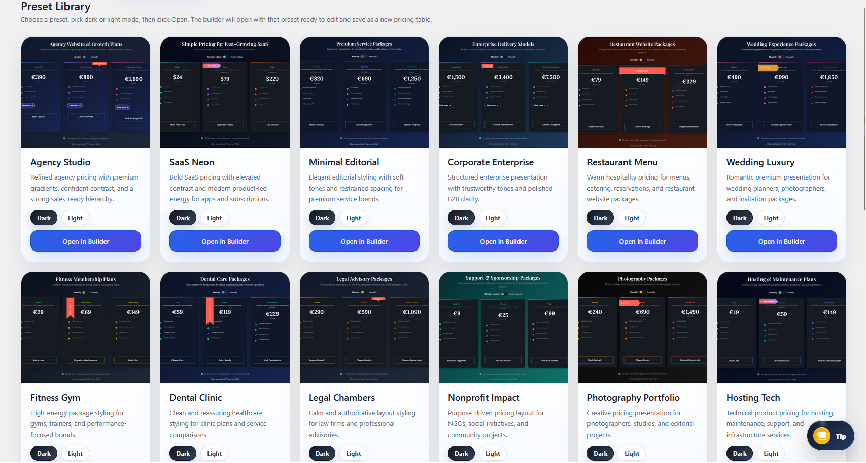 Modern Pricing Tables for WordPress